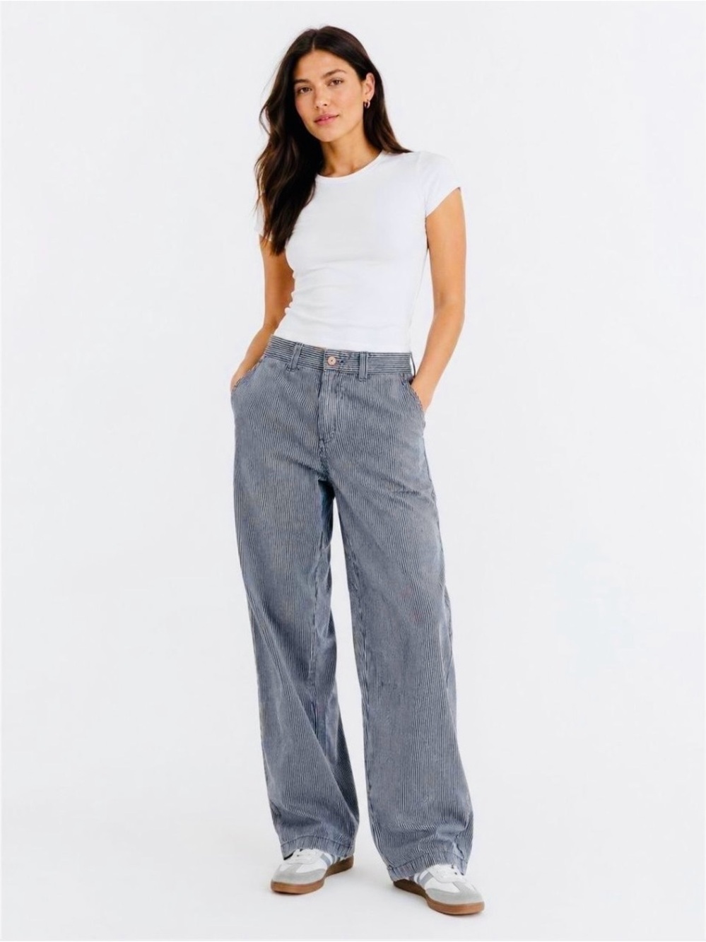 Dickies '67 Collection Slim Straight Leg Pants Skater Blue White Stripe 30”